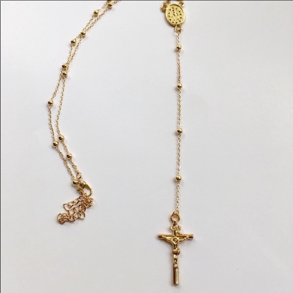 MORE COMING Rosary Style Gold Toned Alloy Necklace - Picture 5 of 6